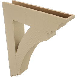 Ekena Millwork - BKTUR055X26X38THR01RCPR - Timberthane Faux Wood Thorton Style Bracket, Traditional Ends, 5 1/2"W x 26"D x 38"H, Primed Tan