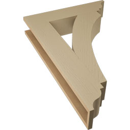 Ekena Millwork - BKTUR055X26X38THR01RCPR - Timberthane Faux Wood Thorton Style Bracket, Traditional Ends, 5 1/2"W x 26"D x 38"H, Primed Tan