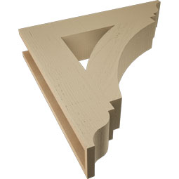 Ekena Millwork - BKTUR055X28X28THR01RCPR - Timberthane Faux Wood Thorton Style Bracket, Traditional Ends, 5 1/2"W x 28"D x 28"H, Primed Tan