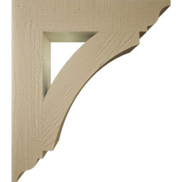 Ekena Millwork - BKTUR055X28X32THR01RCPR - Timberthane Faux Wood Thorton Style Bracket, Traditional Ends, 5 1/2"W x 28"D x 32"H, Primed Tan