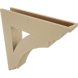 Ekena Millwork - BKTUR055X28X32THR01RCPR - Timberthane Faux Wood Thorton Style Bracket, Traditional Ends, 5 1/2"W x 28"D x 32"H, Primed Tan