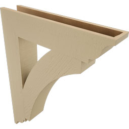 Ekena Millwork - BKTUR055X28X36THR01RCPR - Timberthane Faux Wood Thorton Style Bracket, Traditional Ends, 5 1/2"W x 28"D x 36"H, Primed Tan