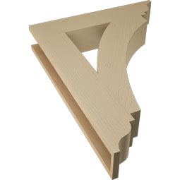 Ekena Millwork - BKTUR055X28X36THR01RCPR - Timberthane Faux Wood Thorton Style Bracket, Traditional Ends, 5 1/2"W x 28"D x 36"H, Primed Tan