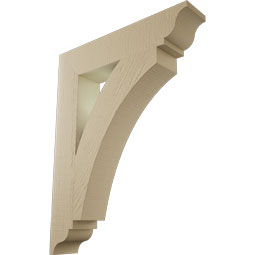 Ekena Millwork - BKTUR055X28X36THR01RCPR - Timberthane Faux Wood Thorton Style Bracket, Traditional Ends, 5 1/2"W x 28"D x 36"H, Primed Tan