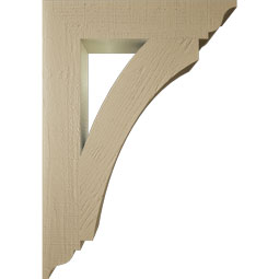Ekena Millwork - BKTUR055X28X40THR01RCPR - Timberthane Faux Wood Thorton Style Bracket, Traditional Ends, 5 1/2"W x 28"D x 40"H, Primed Tan