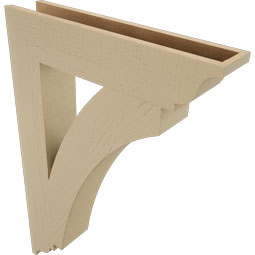 Ekena Millwork - BKTUR055X28X40THR01RCPR - Timberthane Faux Wood Thorton Style Bracket, Traditional Ends, 5 1/2"W x 28"D x 40"H, Primed Tan