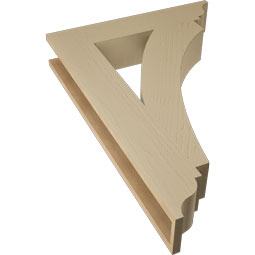 Ekena Millwork - BKTUR055X28X40THR01RCPR - Timberthane Faux Wood Thorton Style Bracket, Traditional Ends, 5 1/2"W x 28"D x 40"H, Primed Tan