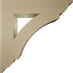Ekena Millwork - BKTUR055X30X30THR01RCPR - Timberthane Faux Wood Thorton Style Bracket, Traditional Ends, 5 1/2"W x 30"D x 30"H, Primed Tan