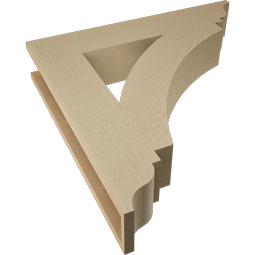 Ekena Millwork - BKTUR055X30X30THR01RCPR - Timberthane Faux Wood Thorton Style Bracket, Traditional Ends, 5 1/2"W x 30"D x 30"H, Primed Tan