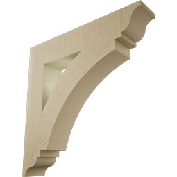 Ekena Millwork - BKTUR055X30X30THR01RCPR - Timberthane Faux Wood Thorton Style Bracket, Traditional Ends, 5 1/2"W x 30"D x 30"H, Primed Tan