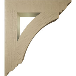 Ekena Millwork - BKTUR055X30X34THR01RCPR - Timberthane Faux Wood Thorton Style Bracket, Traditional Ends, 5 1/2"W x 30"D x 34"H, Primed Tan