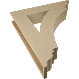 Ekena Millwork - BKTUR055X30X34THR01RCPR - Timberthane Faux Wood Thorton Style Bracket, Traditional Ends, 5 1/2"W x 30"D x 34"H, Primed Tan
