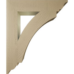 Ekena Millwork - BKTUR055X30X36THR01RCPR - Timberthane Faux Wood Thorton Style Bracket, Traditional Ends, 5 1/2"W x 30"D x 36"H, Primed Tan