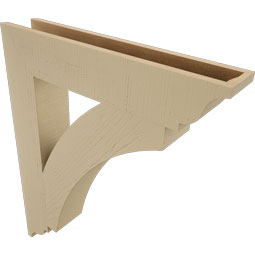 Ekena Millwork - BKTUR055X30X36THR01RCPR - Timberthane Faux Wood Thorton Style Bracket, Traditional Ends, 5 1/2"W x 30"D x 36"H, Primed Tan
