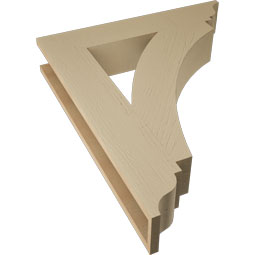 Ekena Millwork - BKTUR055X30X36THR01RCPR - Timberthane Faux Wood Thorton Style Bracket, Traditional Ends, 5 1/2"W x 30"D x 36"H, Primed Tan