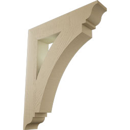 Ekena Millwork - BKTUR055X30X36THR01RCPR - Timberthane Faux Wood Thorton Style Bracket, Traditional Ends, 5 1/2"W x 30"D x 36"H, Primed Tan