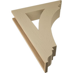 Ekena Millwork - BKTUR055X30X38THR01RCPR - Timberthane Faux Wood Thorton Style Bracket, Traditional Ends, 5 1/2"W x 30"D x 38"H, Primed Tan