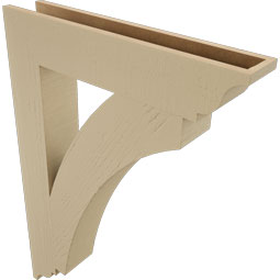 Ekena Millwork - BKTUR055X30X42THR01RCPR - Timberthane Faux Wood Thorton Style Bracket, Traditional Ends, 5 1/2"W x 30"D x 42"H, Primed Tan