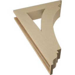 Ekena Millwork - BKTUR055X30X42THR01RCPR - Timberthane Faux Wood Thorton Style Bracket, Traditional Ends, 5 1/2"W x 30"D x 42"H, Primed Tan