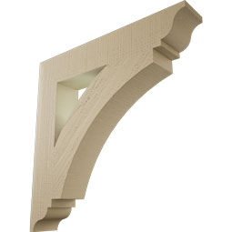Ekena Millwork - BKTUR055X32X32THR01RCPR - Timberthane Faux Wood Thorton Style Bracket, Traditional Ends, 5 1/2"W x 32"D x 32"H, Primed Tan