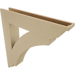 Ekena Millwork - BKTUR055X32X36THR01RCPR - Timberthane Faux Wood Thorton Style Bracket, Traditional Ends, 5 1/2"W x 32"D x 36"H, Primed Tan