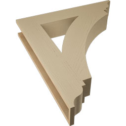Ekena Millwork - BKTUR055X32X36THR01RCPR - Timberthane Faux Wood Thorton Style Bracket, Traditional Ends, 5 1/2"W x 32"D x 36"H, Primed Tan