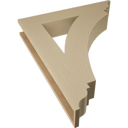 Ekena Millwork - BKTUR055X32X38THR01RCPR - Timberthane Faux Wood Thorton Style Bracket, Traditional Ends, 5 1/2"W x 32"D x 38"H, Primed Tan