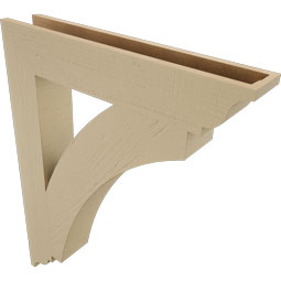 Ekena Millwork - BKTUR055X32X40THR01RCPR - Timberthane Faux Wood Thorton Style Bracket, Traditional Ends, 5 1/2"W x 32"D x 40"H, Primed Tan