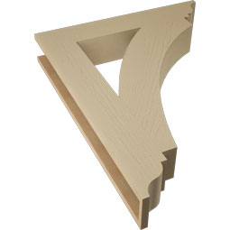 Ekena Millwork - BKTUR055X32X40THR01RCPR - Timberthane Faux Wood Thorton Style Bracket, Traditional Ends, 5 1/2"W x 32"D x 40"H, Primed Tan