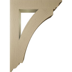 Ekena Millwork - BKTUR055X32X44THR01RCPR - Timberthane Faux Wood Thorton Style Bracket, Traditional Ends, 5 1/2"W x 32"D x 44"H, Primed Tan
