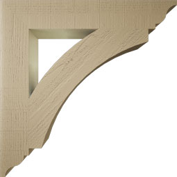 Ekena Millwork - BKTUR055X34X34THR01RCPR - Timberthane Faux Wood Thorton Style Bracket, Traditional Ends, 5 1/2"W x 34"D x 34"H, Primed Tan