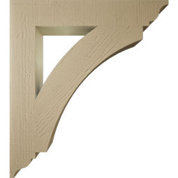Ekena Millwork - BKTUR055X34X38THR01RCPR - Timberthane Faux Wood Thorton Style Bracket, Traditional Ends, 5 1/2"W x 34"D x 38"H, Primed Tan
