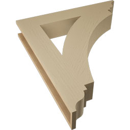 Ekena Millwork - BKTUR055X34X38THR01RCPR - Timberthane Faux Wood Thorton Style Bracket, Traditional Ends, 5 1/2"W x 34"D x 38"H, Primed Tan