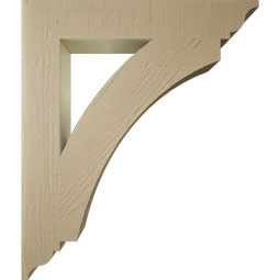 Ekena Millwork - BKTUR055X34X40THR01RCPR - Timberthane Faux Wood Thorton Style Bracket, Traditional Ends, 5 1/2"W x 34"D x 40"H, Primed Tan