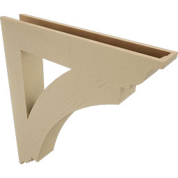 Ekena Millwork - BKTUR055X34X40THR01RCPR - Timberthane Faux Wood Thorton Style Bracket, Traditional Ends, 5 1/2"W x 34"D x 40"H, Primed Tan