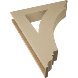 Ekena Millwork - BKTUR055X34X40THR01RCPR - Timberthane Faux Wood Thorton Style Bracket, Traditional Ends, 5 1/2"W x 34"D x 40"H, Primed Tan