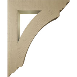 Ekena Millwork - BKTUR055X34X42THR01RCPR - Timberthane Faux Wood Thorton Style Bracket, Traditional Ends, 5 1/2"W x 34"D x 42"H, Primed Tan