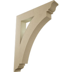 Ekena Millwork - BKTUR055X34X42THR01RCPR - Timberthane Faux Wood Thorton Style Bracket, Traditional Ends, 5 1/2"W x 34"D x 42"H, Primed Tan
