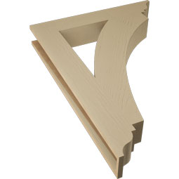 Ekena Millwork - BKTUR055X34X46THR01RCPR - Timberthane Faux Wood Thorton Style Bracket, Traditional Ends, 5 1/2"W x 34"D x 46"H, Primed Tan