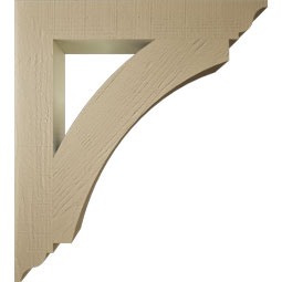 Ekena Millwork - BKTUR055X36X40THR01RCPR - Timberthane Faux Wood Thorton Style Bracket, Traditional Ends, 5 1/2"W x 36"D x 40"H, Primed Tan
