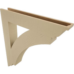 Ekena Millwork - BKTUR055X36X40THR01RCPR - Timberthane Faux Wood Thorton Style Bracket, Traditional Ends, 5 1/2"W x 36"D x 40"H, Primed Tan