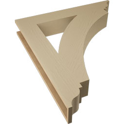 Ekena Millwork - BKTUR055X36X40THR01RCPR - Timberthane Faux Wood Thorton Style Bracket, Traditional Ends, 5 1/2"W x 36"D x 40"H, Primed Tan
