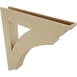 Ekena Millwork - BKTUR055X36X42THR01RCPR - Timberthane Faux Wood Thorton Style Bracket, Traditional Ends, 5 1/2"W x 36"D x 42"H, Primed Tan