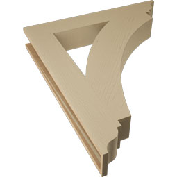 Ekena Millwork - BKTUR055X36X42THR01RCPR - Timberthane Faux Wood Thorton Style Bracket, Traditional Ends, 5 1/2"W x 36"D x 42"H, Primed Tan