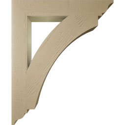 Ekena Millwork - BKTUR055X36X44THR01RCPR - Timberthane Faux Wood Thorton Style Bracket, Traditional Ends, 5 1/2"W x 36"D x 44"H, Primed Tan