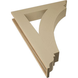 Ekena Millwork - BKTUR055X36X44THR01RCPR - Timberthane Faux Wood Thorton Style Bracket, Traditional Ends, 5 1/2"W x 36"D x 44"H, Primed Tan