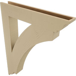 Ekena Millwork - BKTUR055X36X48THR01RCPR - Timberthane Faux Wood Thorton Style Bracket, Traditional Ends, 5 1/2"W x 36"D x 48"H, Primed Tan