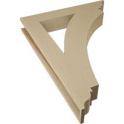 Ekena Millwork - BKTUR055X36X48THR01RCPR - Timberthane Faux Wood Thorton Style Bracket, Traditional Ends, 5 1/2"W x 36"D x 48"H, Primed Tan