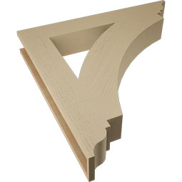 Ekena Millwork - BKTUR055X38X38THR01RCPR - Timberthane Faux Wood Thorton Style Bracket, Traditional Ends, 5 1/2"W x 38"D x 38"H, Primed Tan