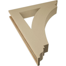 Ekena Millwork - BKTUR055X38X44THR01RCPR - Timberthane Faux Wood Thorton Style Bracket, Traditional Ends, 5 1/2"W x 38"D x 44"H, Primed Tan